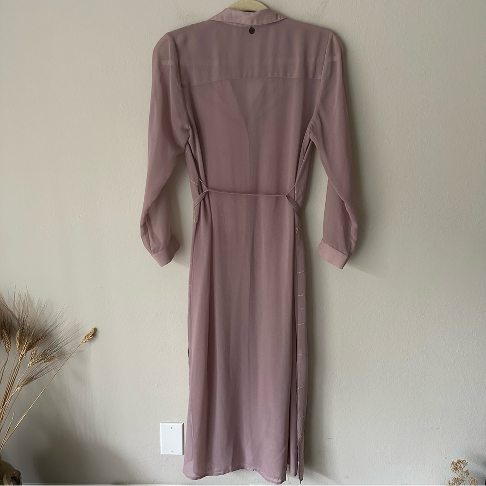 Soft Surroundings Embroidered Belted Duster Dress in Lavender XS - Picture 3 of 15